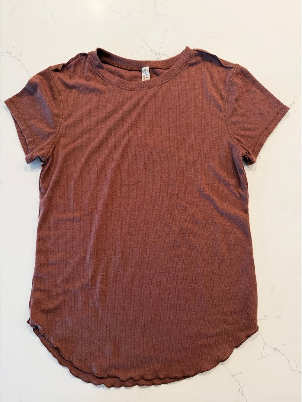 Free People Intimately Ribbed Short Sleeve Tee Brown Medium M